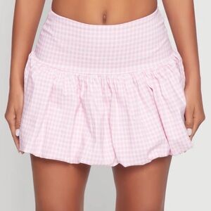 Pink Gingham Bubble Mini Skirt